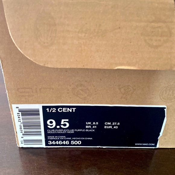 🍆 2010 Nike Air 1/2 Cent Eggplant PENNY HARDAWAY - Mens 9.5 DEADSTOCK 🍆 - Picture 3 of 14